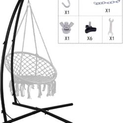 C-Туре Hammock chair Stand, Heavy Duty Steel Solid Hammock Rack Stand, Adjustable Height, for Hanging Chairs, Tree tent, Loungers, Air Porch, Swings, 