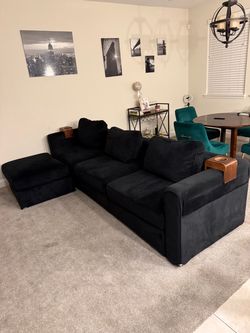 Black Sectional Couch w/ Large Chaise – $1,000 OBO