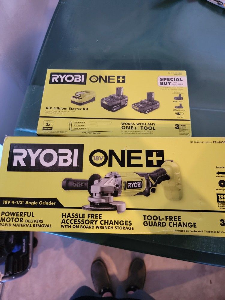 ONE+ 18V Lithium-Ion Kit with 2.0 Ah and 4.0 Ah Batteries, Charger, and Free ONE+ 18V Cordless 4-1/2 in. Angle Grinder