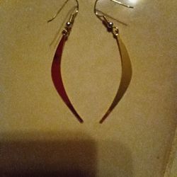 Long Golden Curved Drop Earrings 