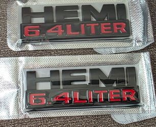 6.4L hemi 6.4 liter badge $40 each piece. 2 sizes available all pics sold separately SHIPPING AVAILABLE
