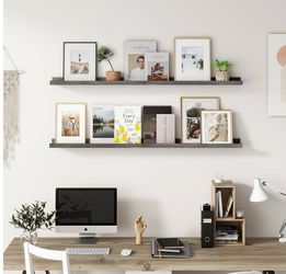 Picture Ledge Shelf, Floating Shelves Set Of 2, Solid Pine Wood 55'' Long Large Nursery Book Shelves For Toys Storage, Kids Bookshelf For Living Room 