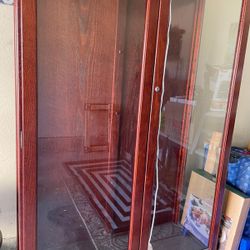 Wooden Glass Door Cabinet Shelf Excellent Condition