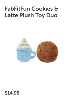 FabFitFun Cookies & Latte Plush Toy Duo Dog Toy Chew