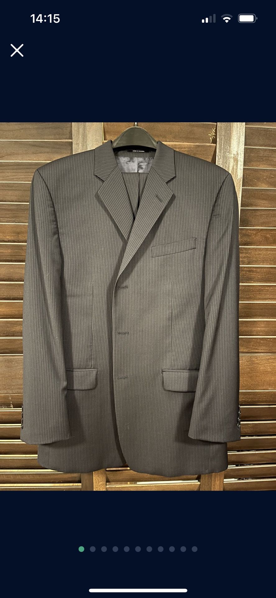 Business Suit : Calvin Klein Suit : Navy Blue Pinstripe Suit
