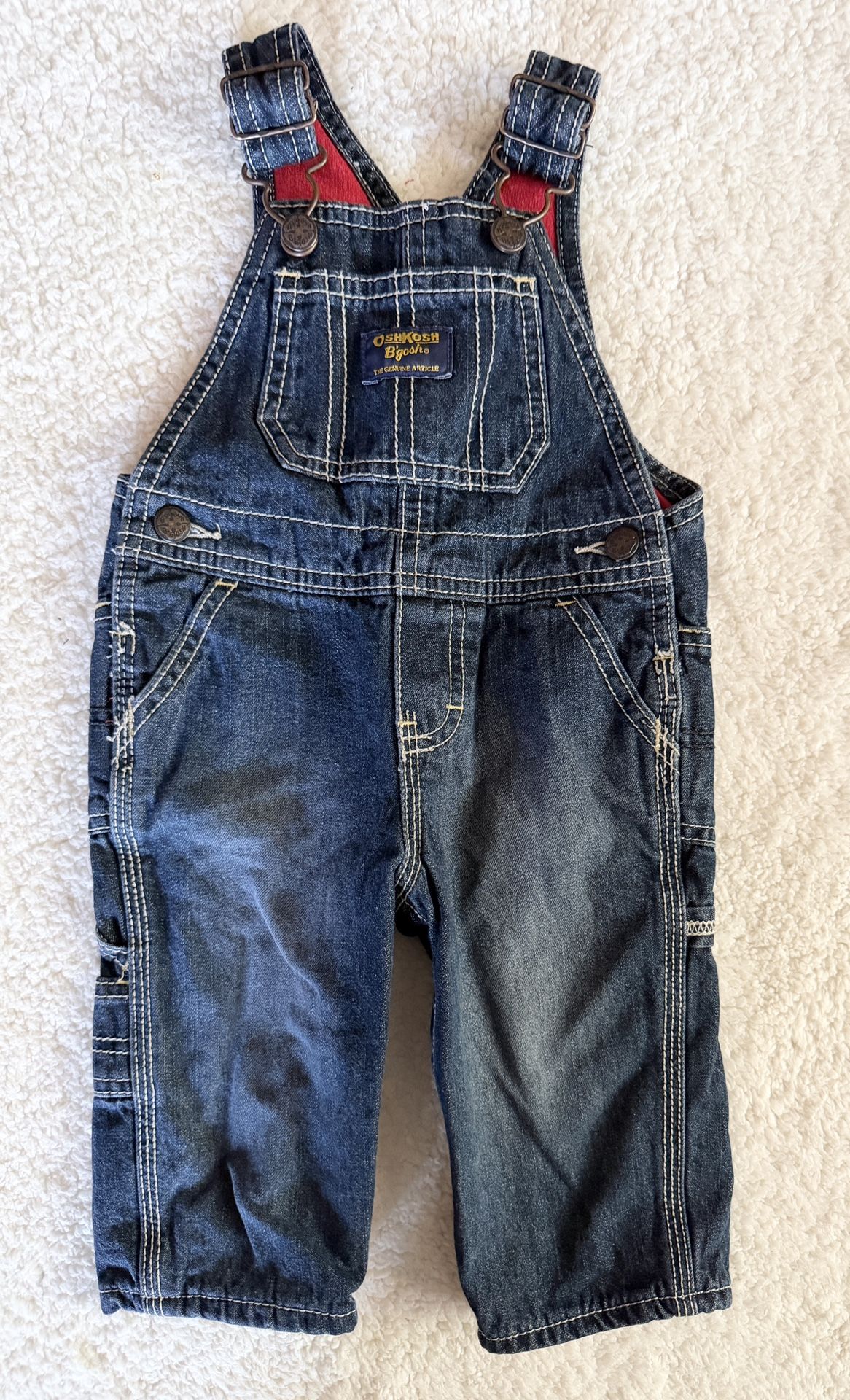 Baby OshKosh B’gosh Blue Denim Flannel Lined Overalls Size 9m