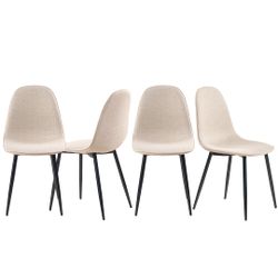 Charlton Tweed Fabric Scandinavian Dining Chair Set of 4