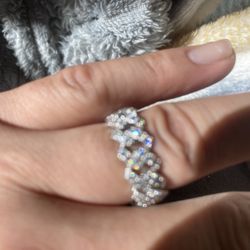 Moissanite Cuban Link Ring. 