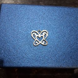 James Avery Open  Butterfly Heart Bracelet Charm Sterling Silver 925 