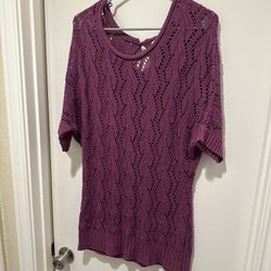 Delia’s Purple Crocheted Short Sleeve Tunic 