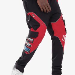 Men’s Red And Black Jogger Pants Sizes Small To XXL 