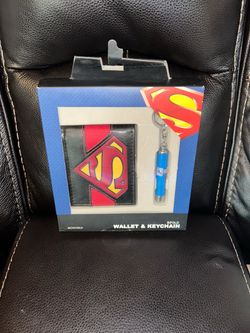 Superman Wallet + Keychain Flashlight Combo Set NEW