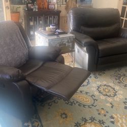 Leather Love Seat Sofa And Recliner Chair