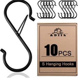 ADIIL 10 Pcs S Hooks for Hanging with Safety Buckle,