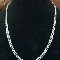 Silver 925 Diamond Cut Cuban Link Chain 24 In