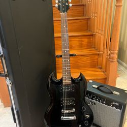 Epiphone SG Guitar w/ Hardshell Case, Fender Amp
