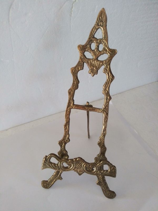 Vintage brass easel stand holder - Display art, picture, plate, book