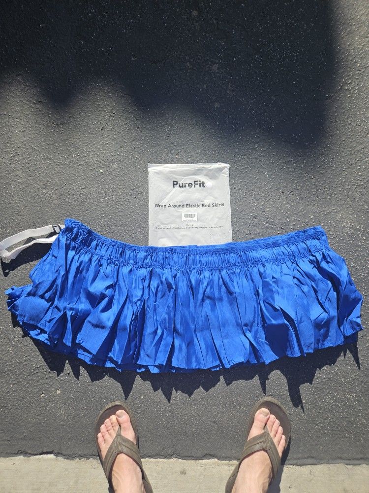 PureFit Queen & King Classic Blue Elastic Bed Skirt