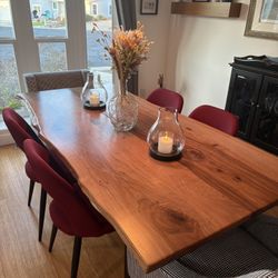 4 Red Fabric Chairs $50 For All