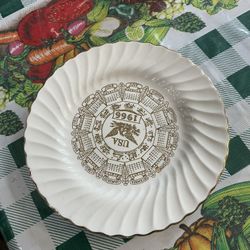  Vintage 1966 USA Calendar Plate By Sheffield Bone White China USA