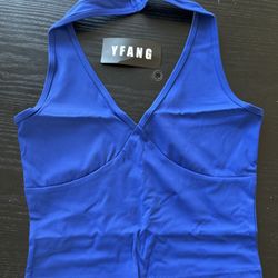 YFANG Women's Halter Deep V Neck Crop Tank Top Backless Sleeveless Slim Fitted