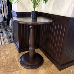 Solid Wood Pedestal Accent Tables – Dark Espresso Finish