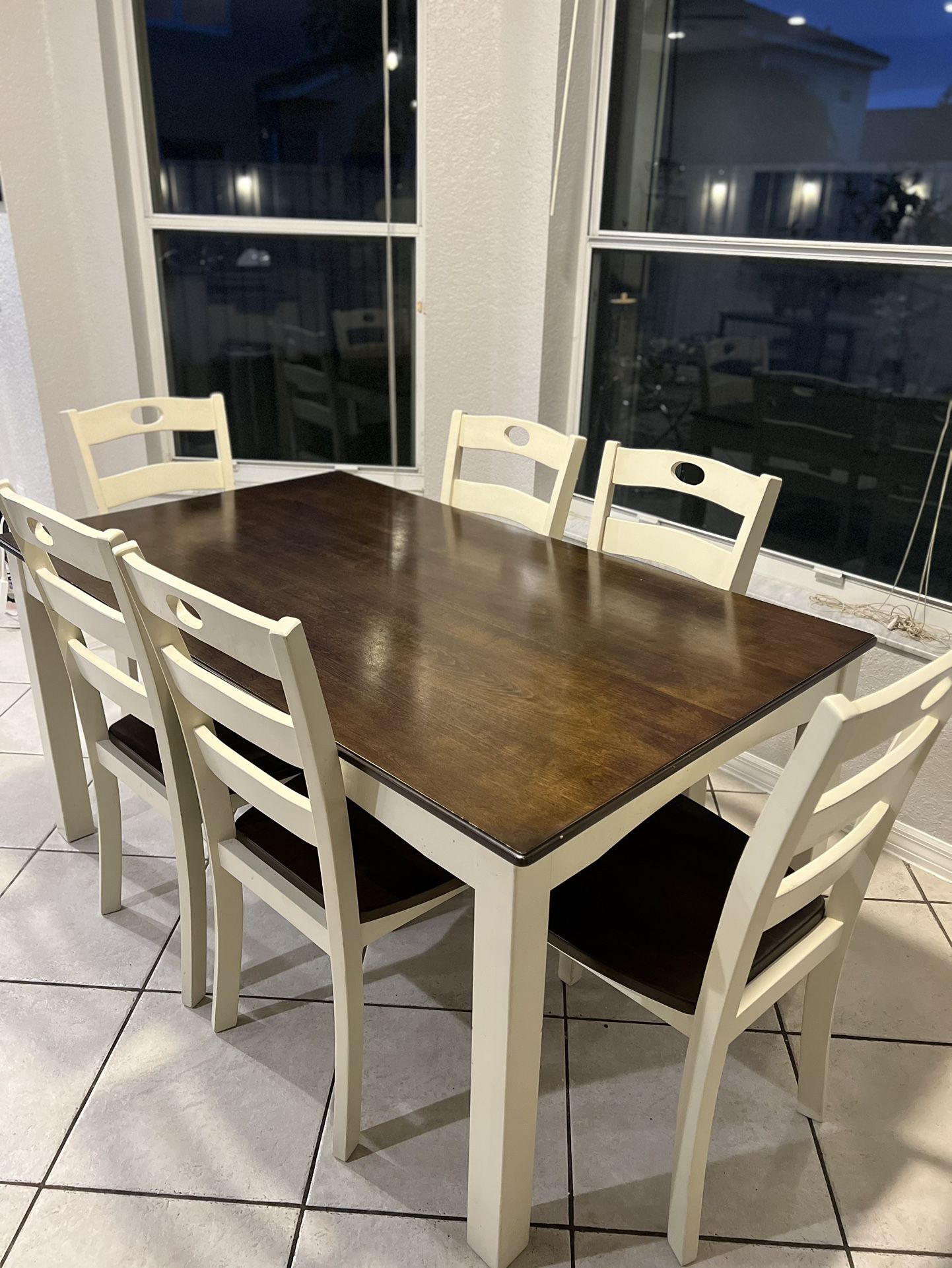 Small 6 Chair Dining Dinette Table  Room Kitchen Set Perfect Shape 