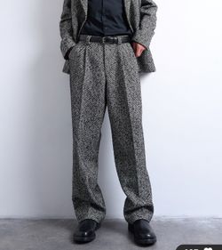 Men’s Wool Blend Topman Chevron Pattern Wide Leg Pant