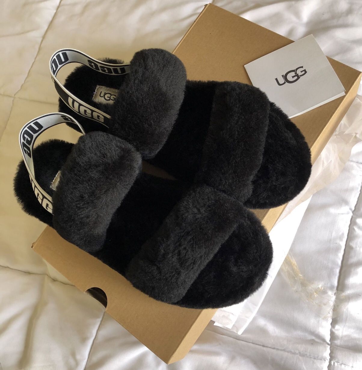 BLACK OH YEAH UGG SLIDE SANDAL/ SLIPPERS