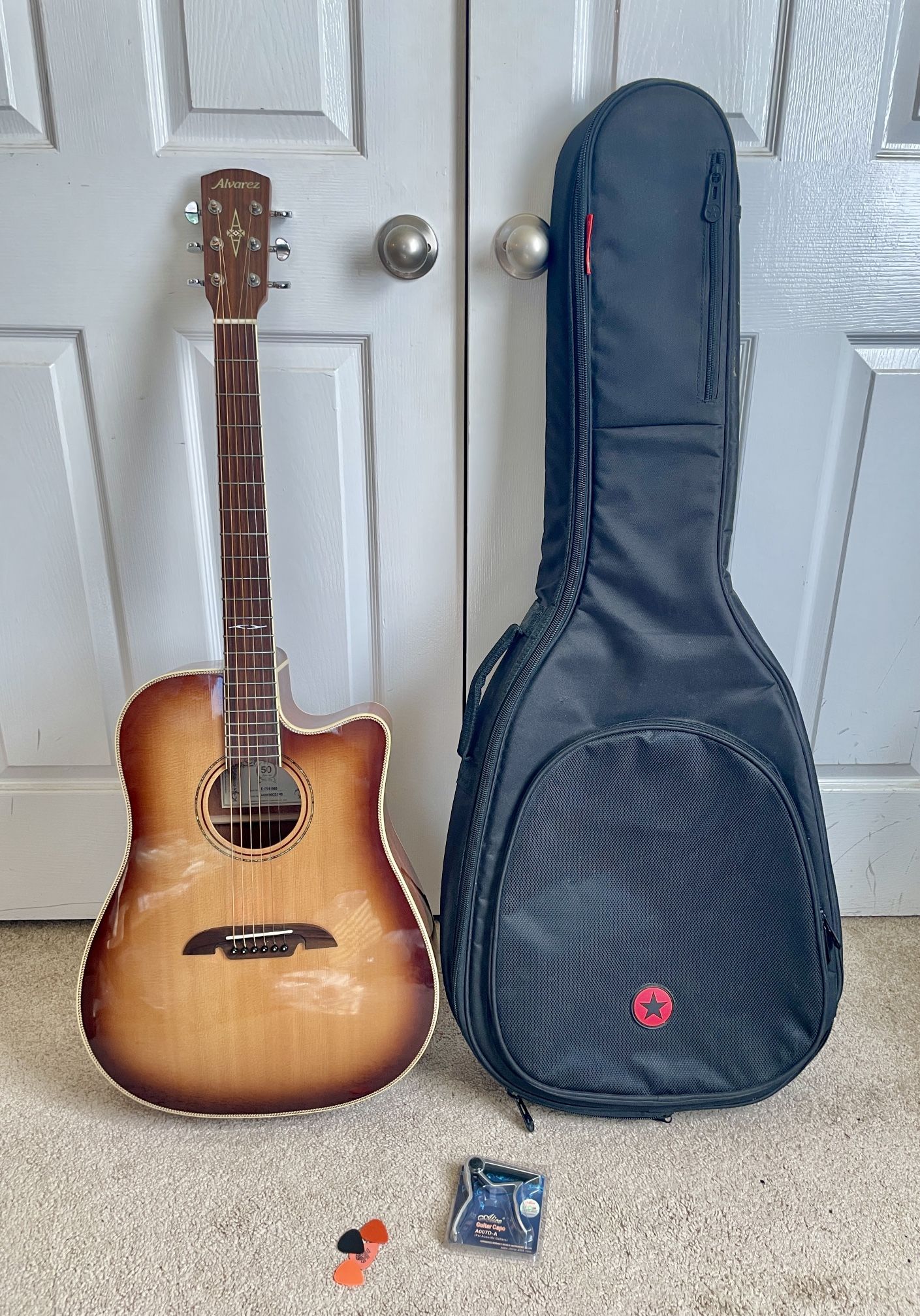 Alvarez Electric Acoustic Guitar with case and capo