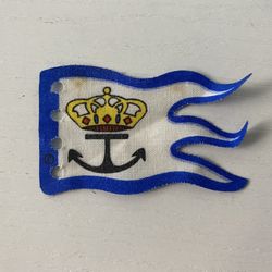 Lego White Cloth Pirate Flag 71309 8x5 Wave Blue Border Yellow Crown (Rare Collectors Item!)