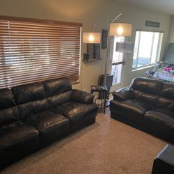 Dark Brown Leather Sofa Set