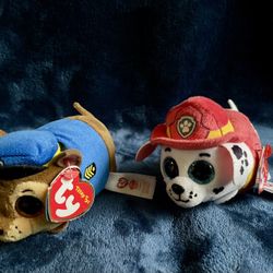 TY Beanie Boos - Chase & Marshall Teeny Tys Stackable 4" Plush, NEW