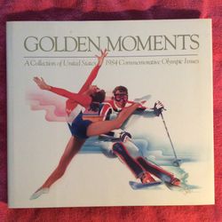 GOLDEN MOMENTS UNITED STATES 1984 OLYMPIC HC BOOK & STAMPS