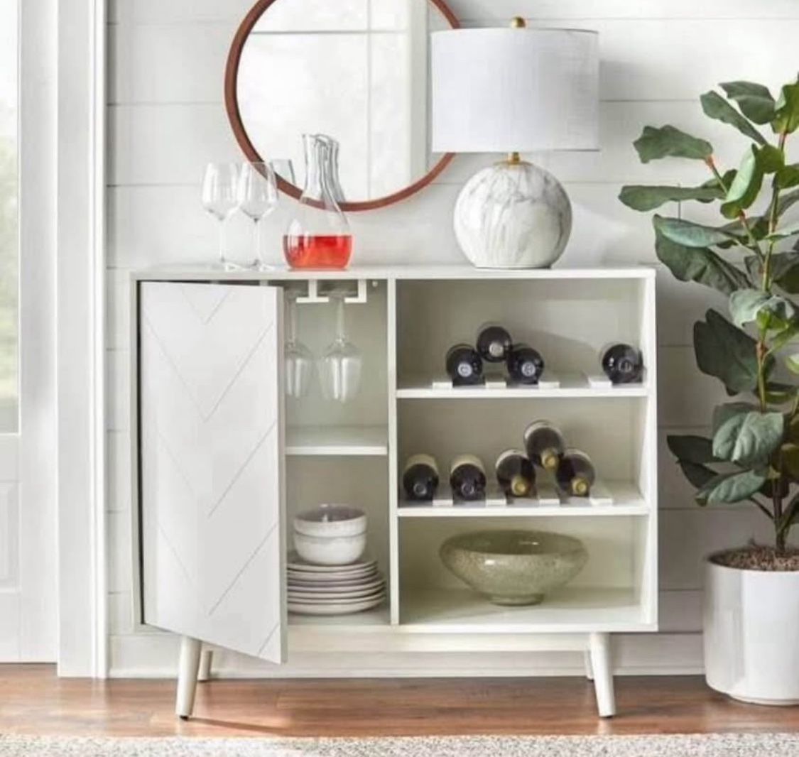 New Wine Storage Buffet Server Mid Century Modern White