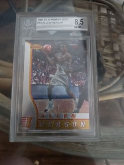 1996-97 Bowman's Best #R1 Allen Iverson Rookie Card in Beckett (BGS) 8.5 NM-MT+