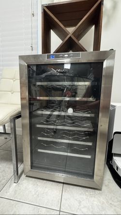 Moving Sale — NewAir Stainless Wine Cooler + Wooden Wine Rack