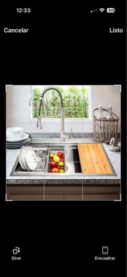 33 in x 22 in Stainless Steel Kitchen Sink with Faucet