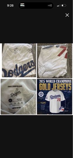 Los Angeles Dodgers 2025 World Series Gold Jersey Miguel Rojas SGA Size XL