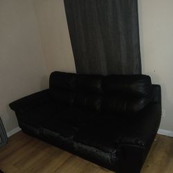 All Leather Black Couch/ Bed 