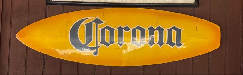Corona surf board metal sign