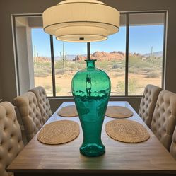 Large Teal Glass Vase