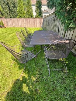 Wrought Iron Patio Dining Set-Large Table-6 people