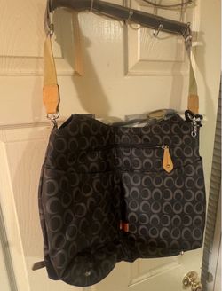 Black Circle Print Crossbody Diaper Bag