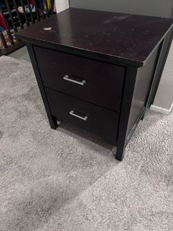 Queen Panel Bed with mattress and  2 Nightstands