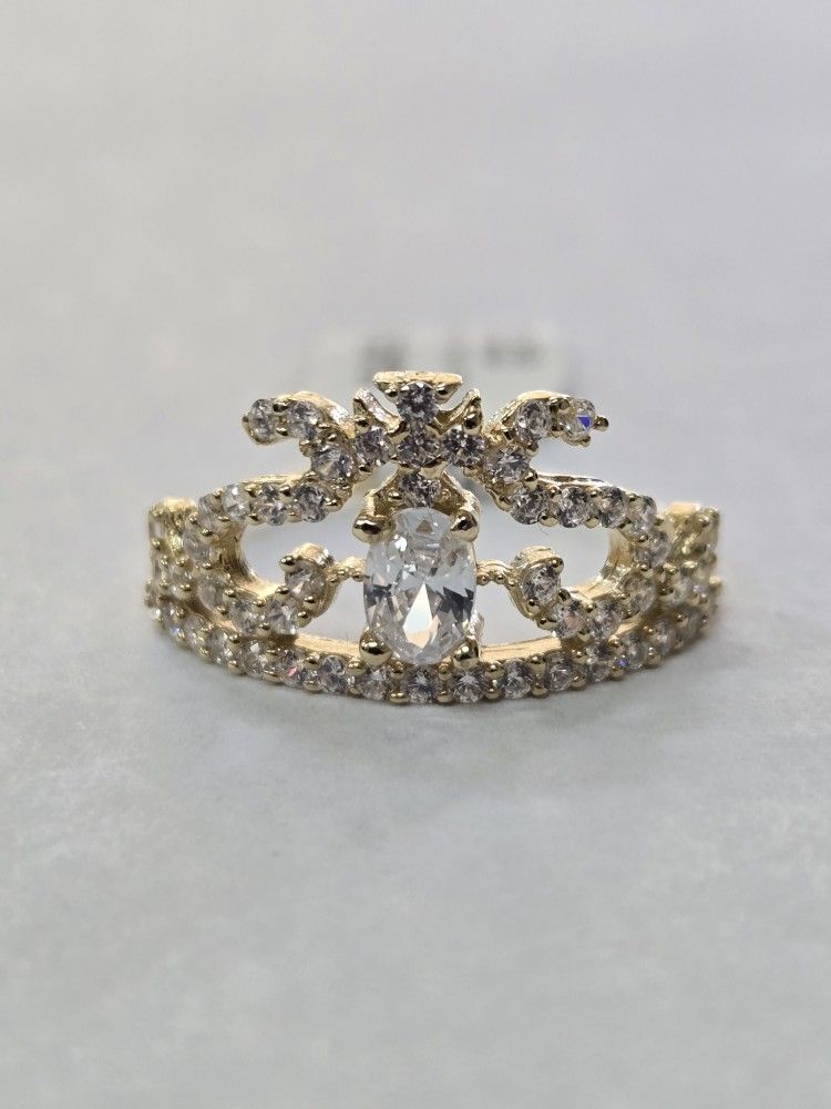 14kt Gold CZ Stone Tiara Ring 