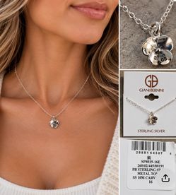 Giani Bernini Sterling Silver Carved Rose Necklace – 16”