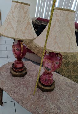Antique Porcelain Table Desk Lamps Set Of Two