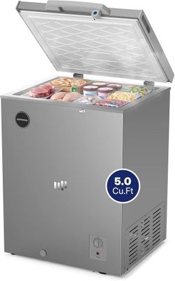 5.0 Cu.Ft Chest Freezer Mini Deep Freezer Silky Silver