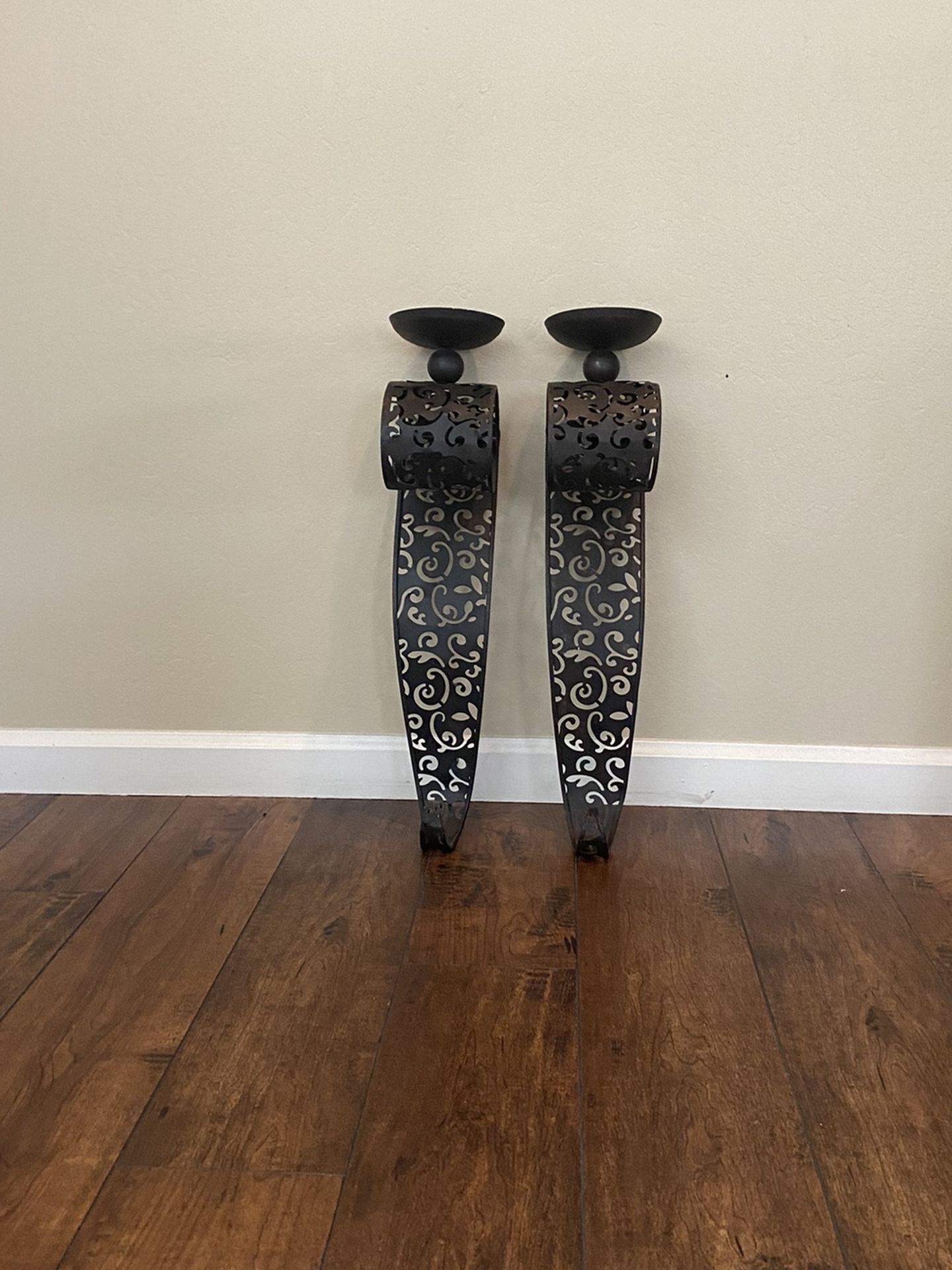 Wrought Iron Wall Hanging Candle Holder-Set Of Two
